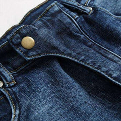 Bestickte blaue Moto-Jeans für Herren