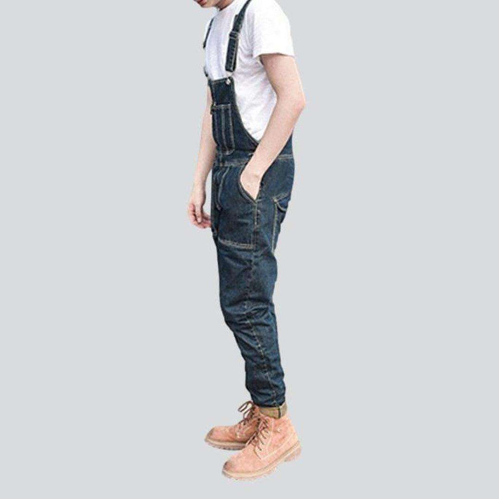 Dark wash men jeans jumpsuit