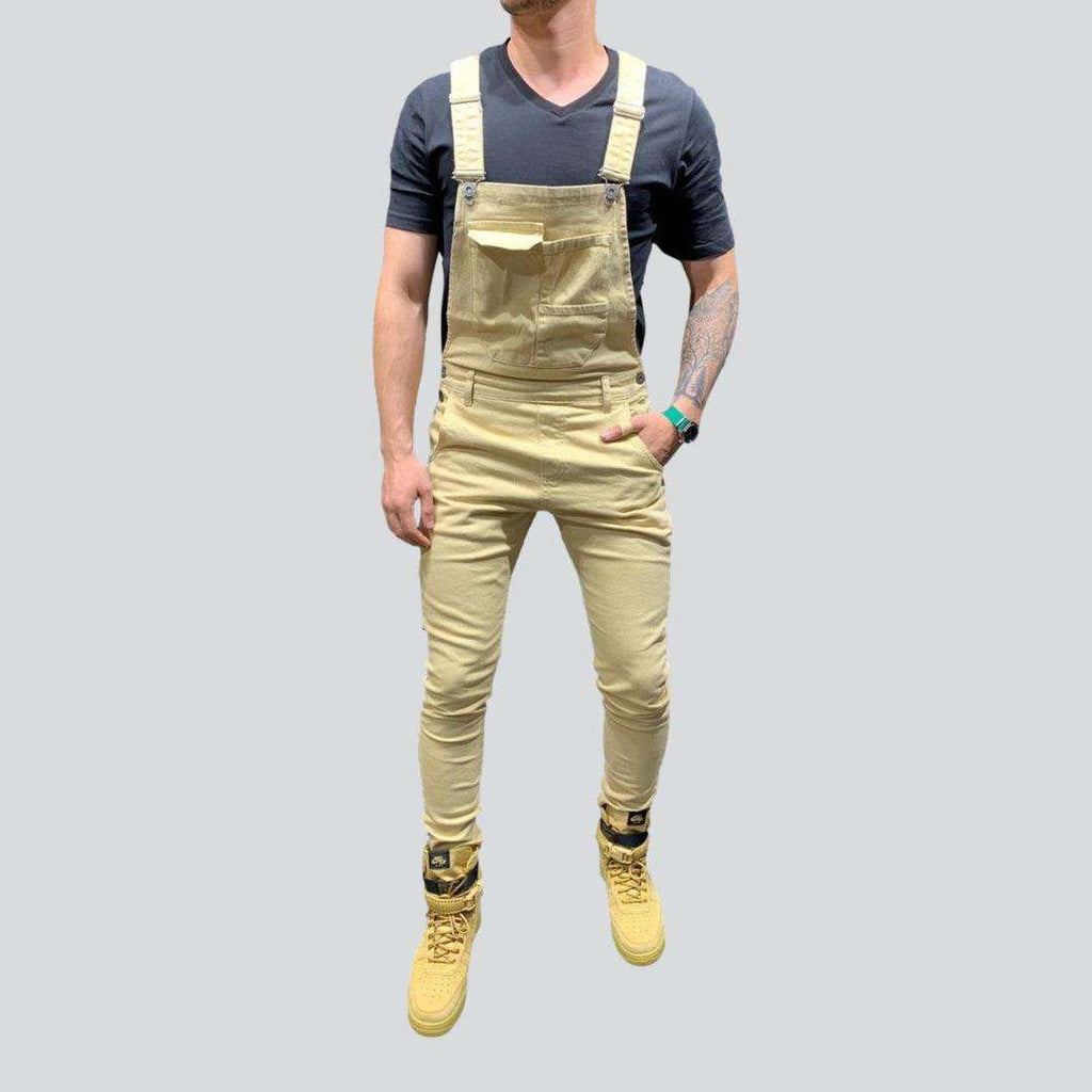 Color denim jumpsuit for men