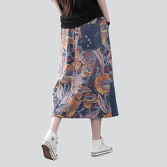 Patchwork painted women denim skirt