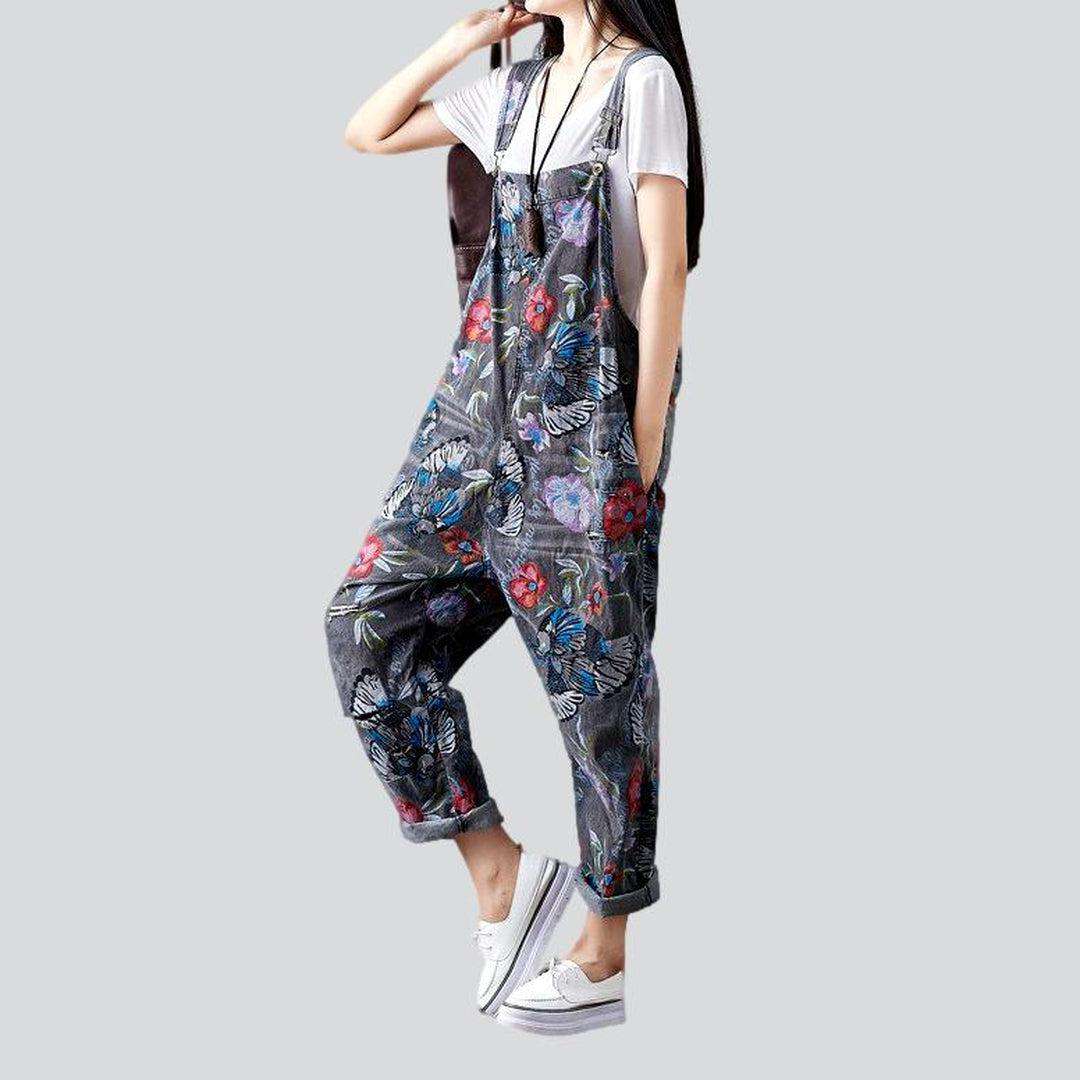 Floral women denim jumpsuit