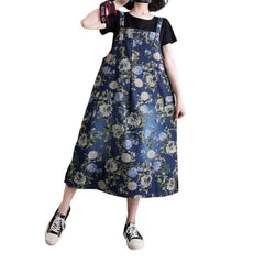 Dark denim dress with flowers