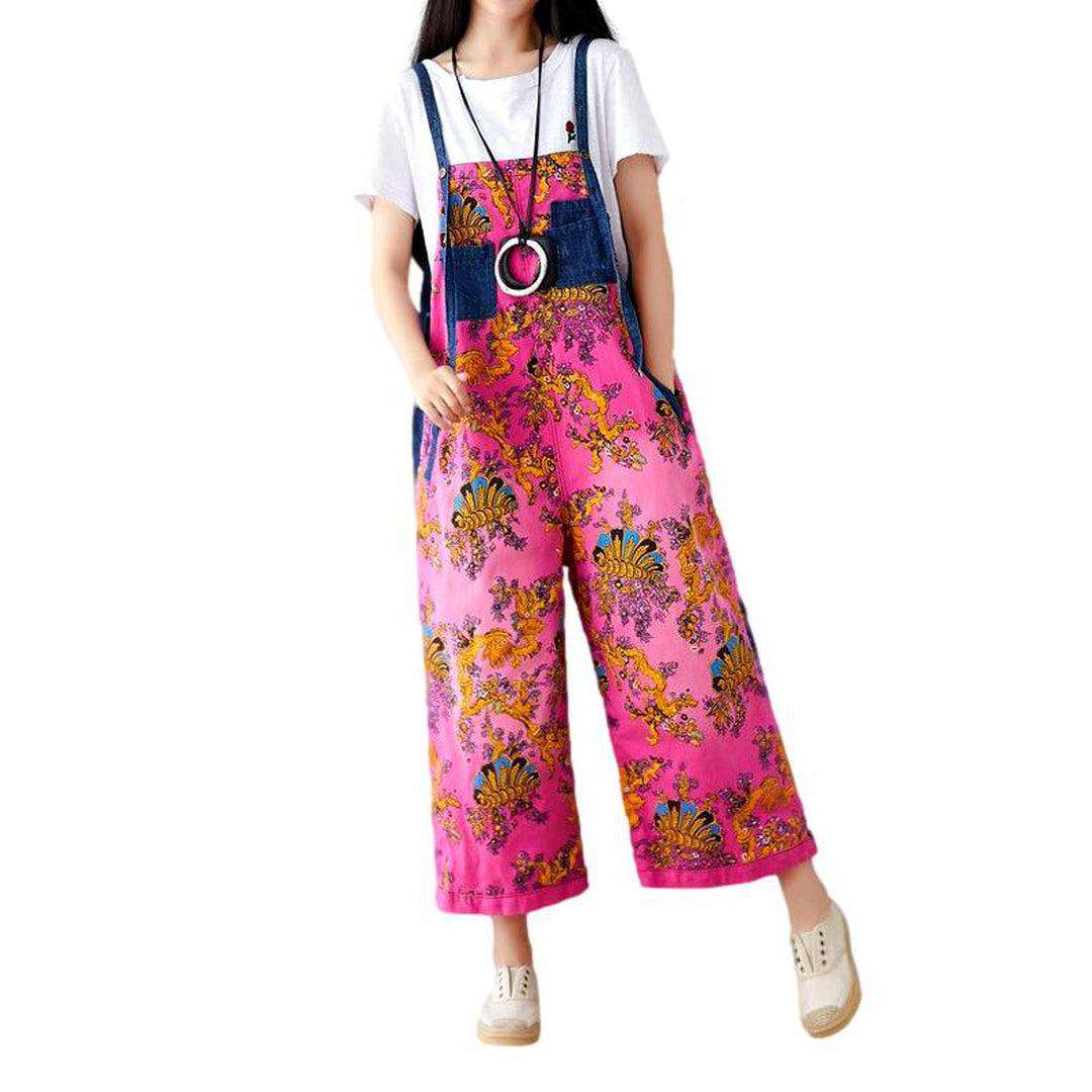 Chinese ornament women denim jumpsuit