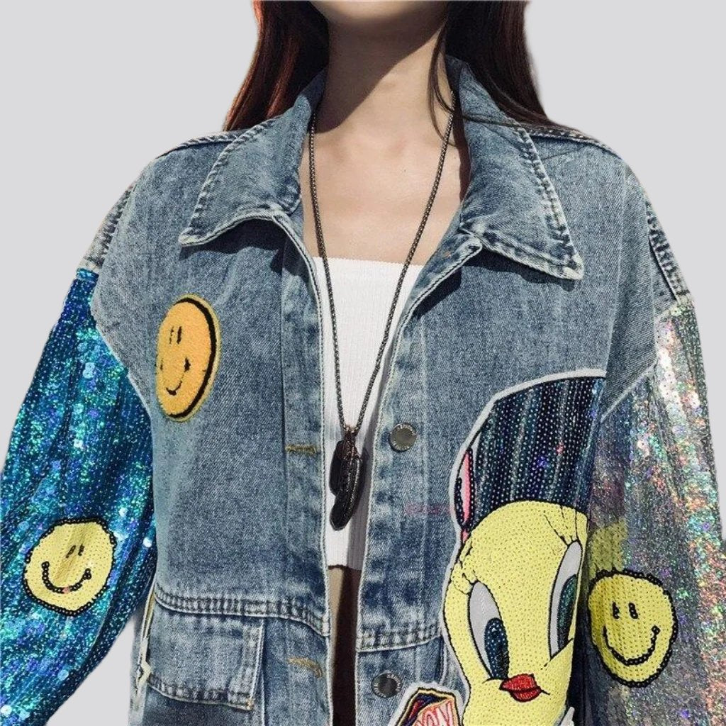 Painted denim jacket for women