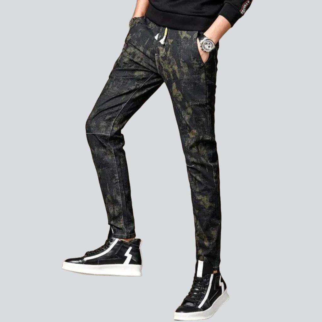 Camouflage print men denim joggers