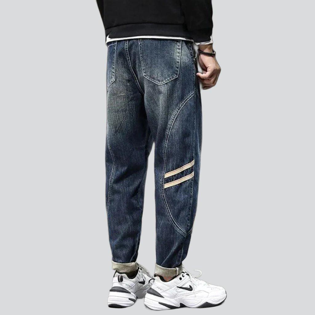 Two bands embroidery men jeans