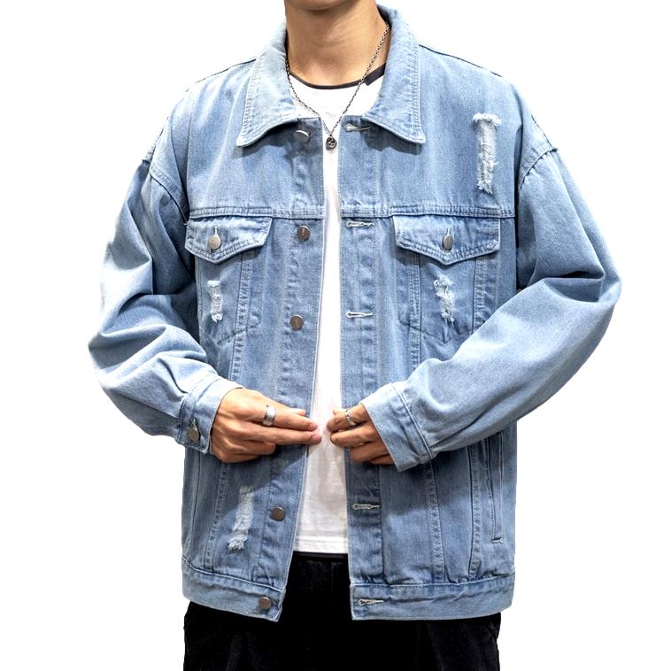 Ripped oversized men denim jacket