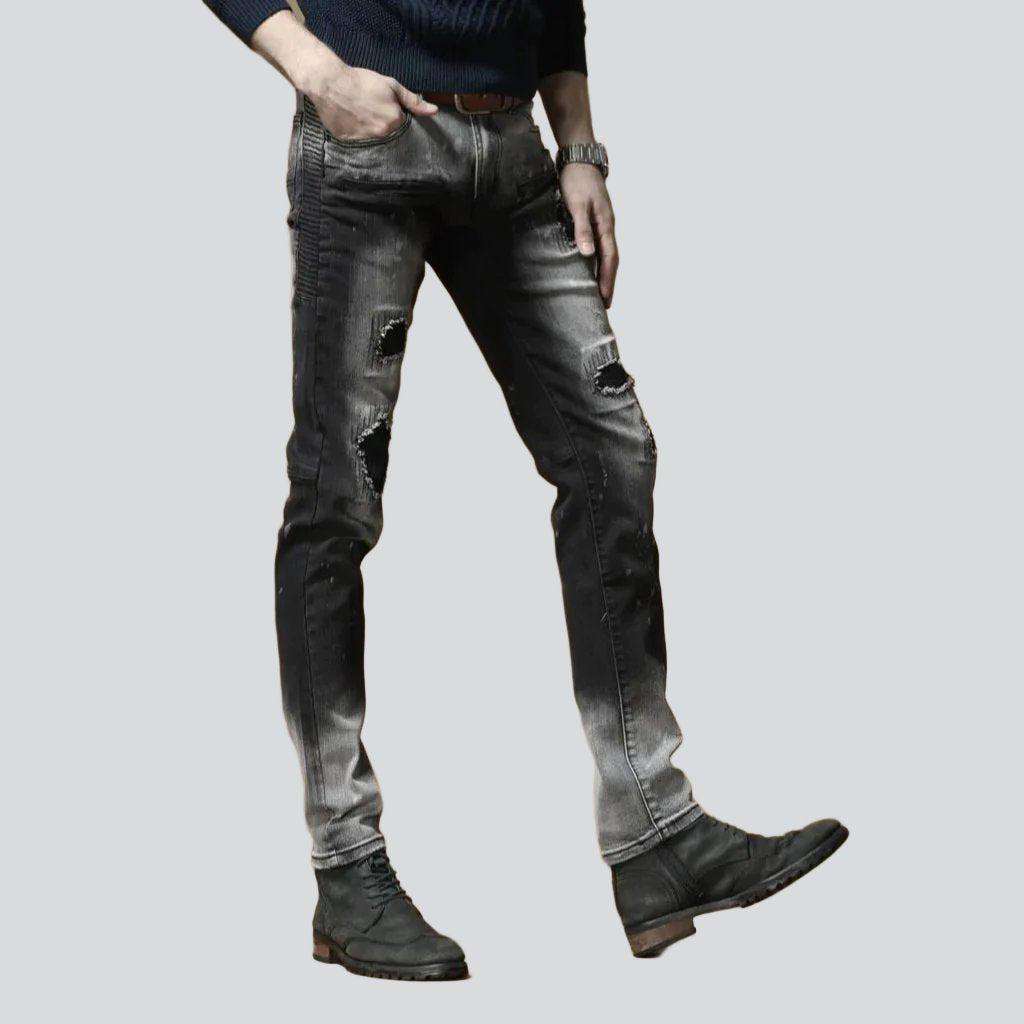 Contrast bleach slim men jeans