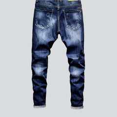 Dark wash whiskered men jeans