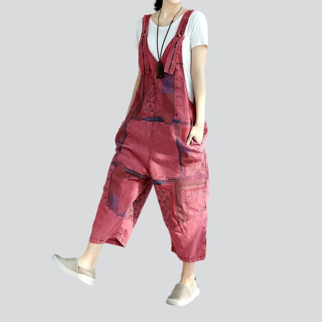 Painted baggy ladies jeans jumpsuit