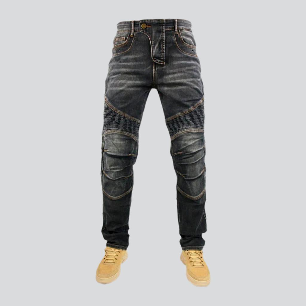 Vintage knee-pads men biker jeans