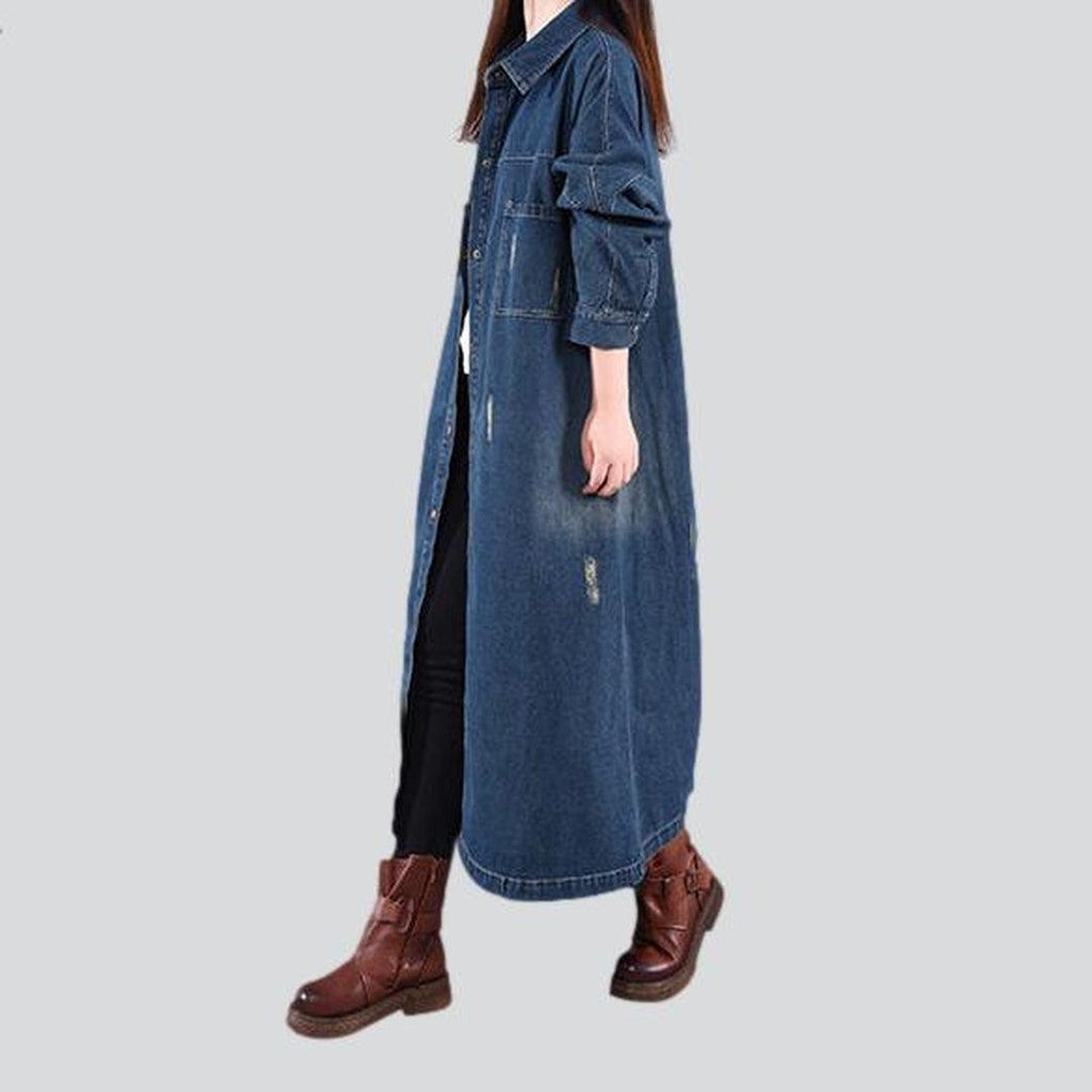 Slightly torn women denim coat