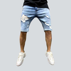 Distressed legs men denim shorts