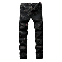 Printed black men jeans