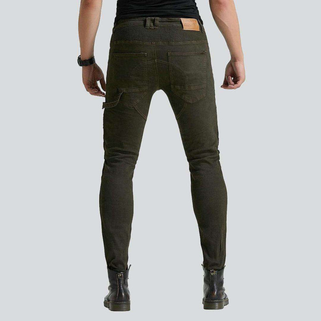 Contrast stitching men moto jeans