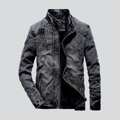 Slim denim jacket with zipper