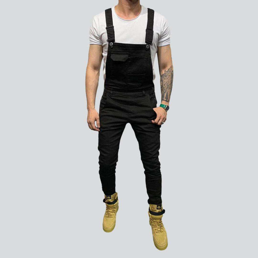 Color denim jumpsuit for men