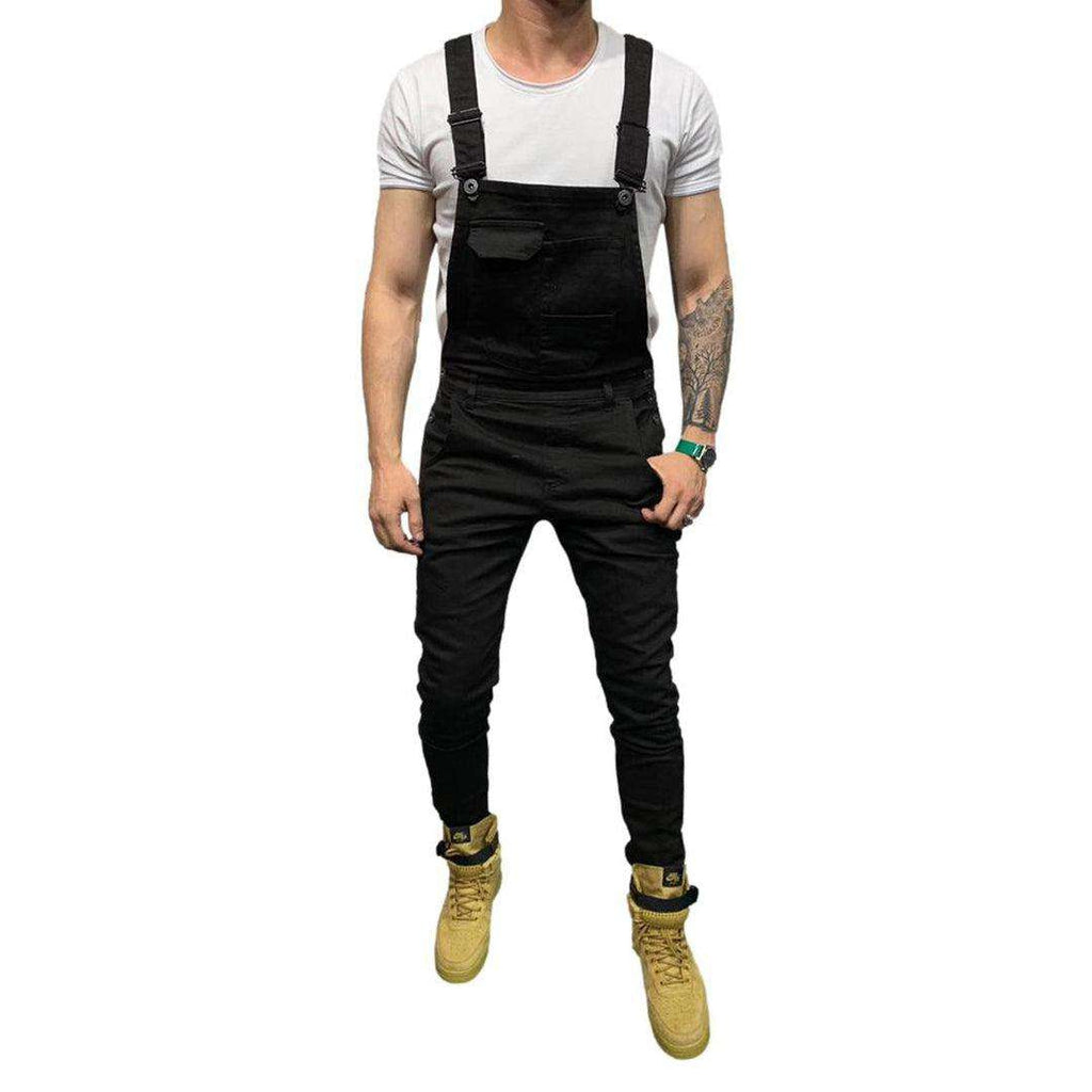 Color denim jumpsuit for men