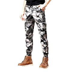 Camouflage print cargo men jeans