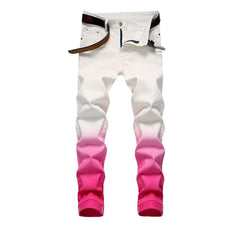 Pink contrast white men jeans