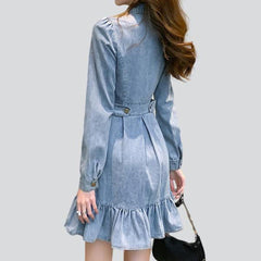 Mini denim dress with ruffles