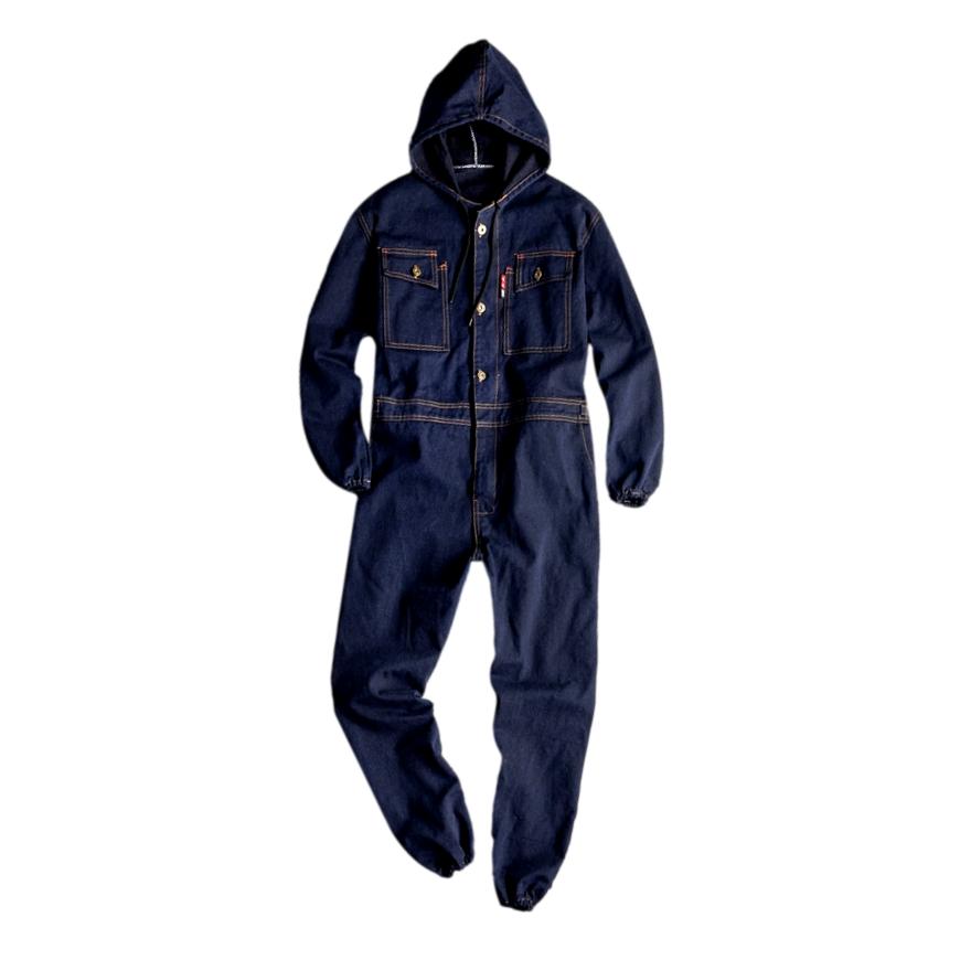 Workwear hooded men denim overall