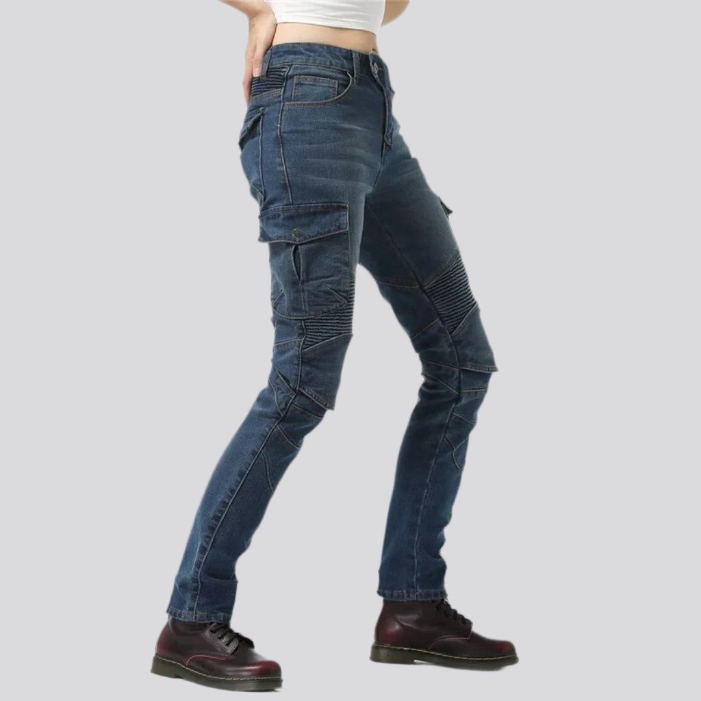 Biker-Jeans mit Knieschonern für Damen