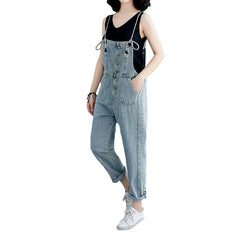 Damen Jeans-Jumpsuit mit Kordelzug