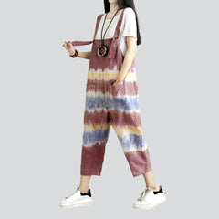 Tie-dye women denim jumpsuit