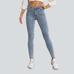 Exposed button skinny women jeans