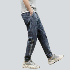 Men denim joggers with bands