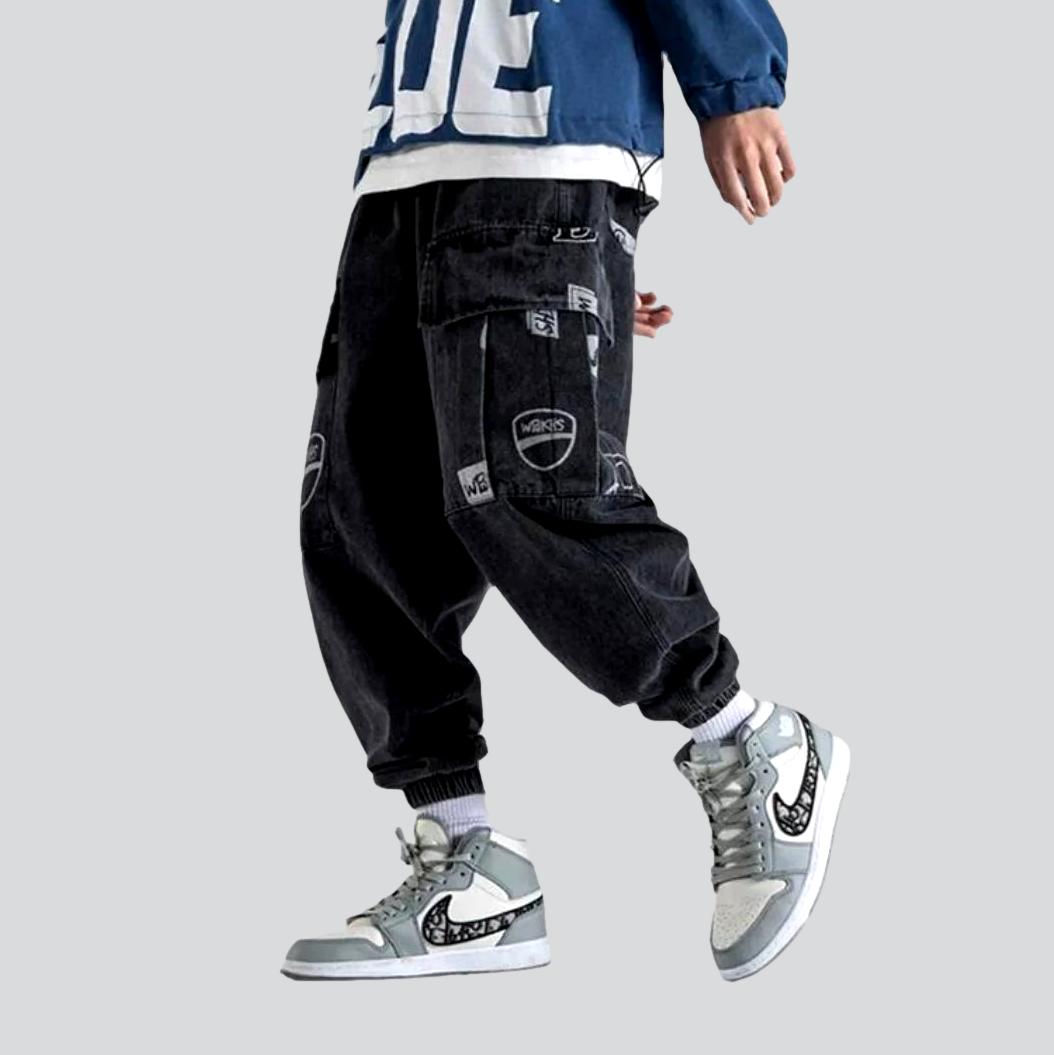 Cargo-Baggy-Jeans mit Streetwear-Print