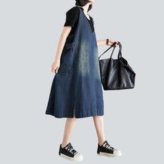 Hooded knee-length denim dress