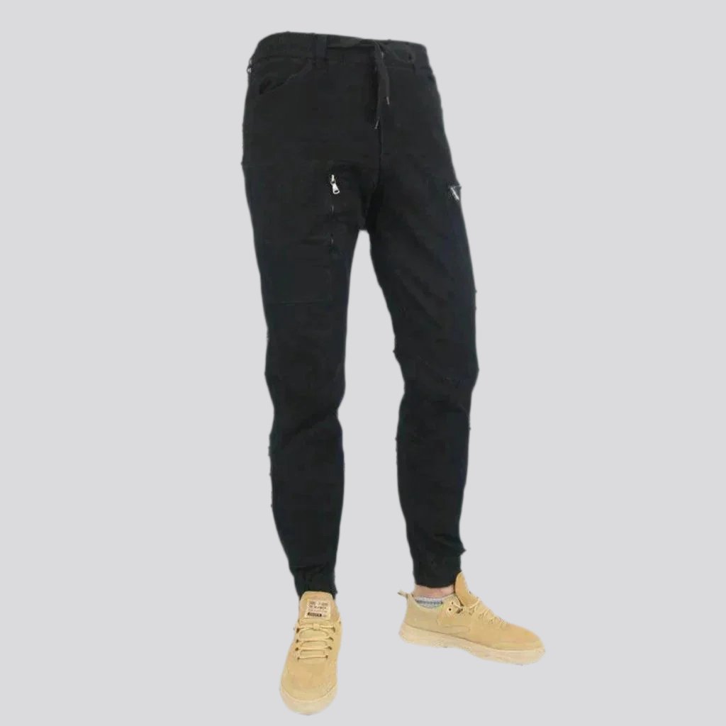 Color mid-waist riding men jean pants