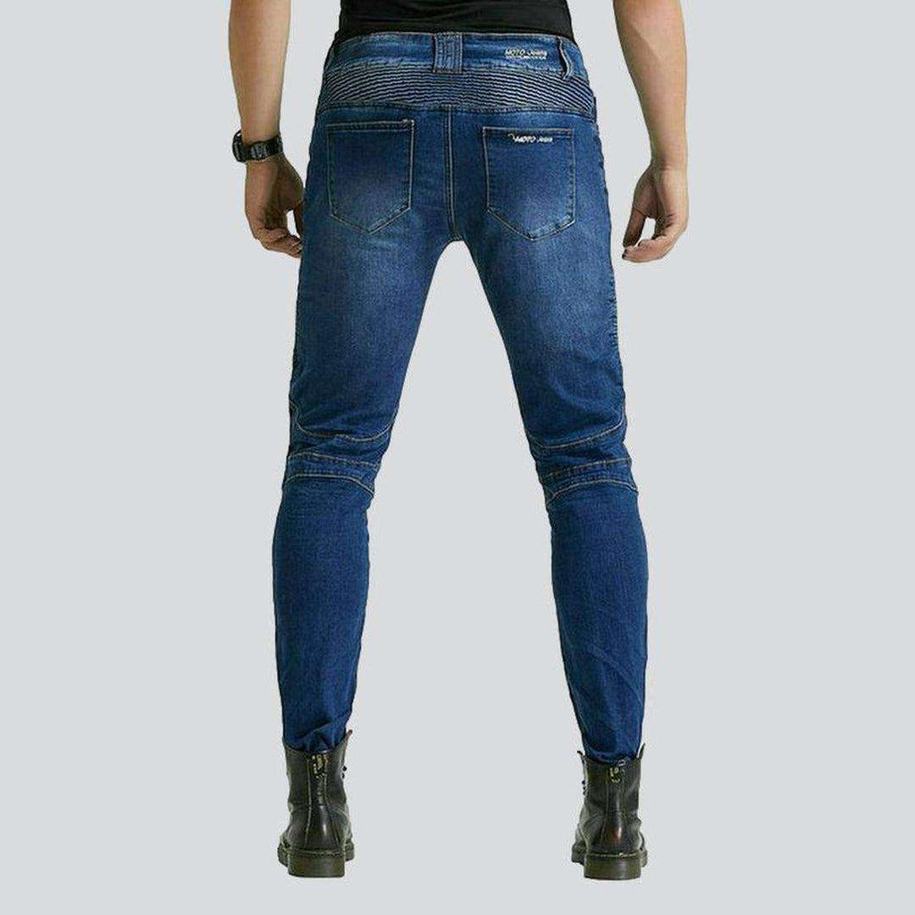 Contrast stitching men biker jeans