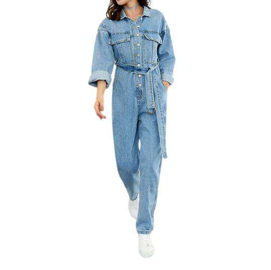 Light blue loose denim overall