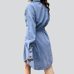 Oversized shirt-style denim dress