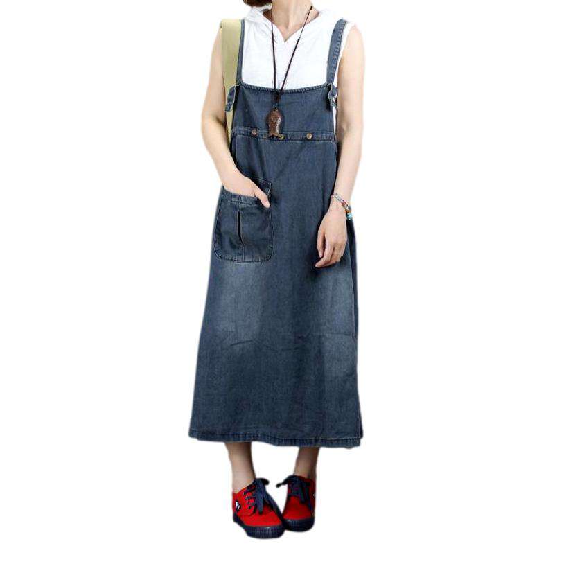 Denim dress with back drawstrings