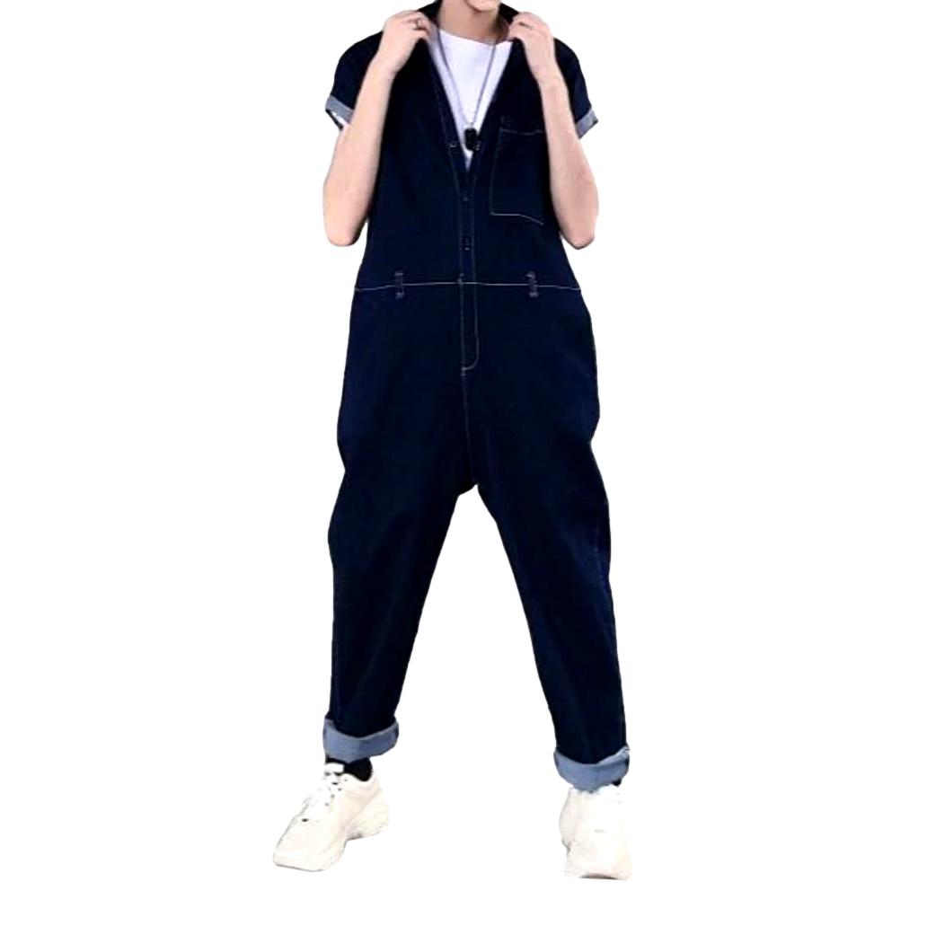 Short sleeve navy denim overall