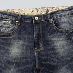 Dark retro blue men jeans