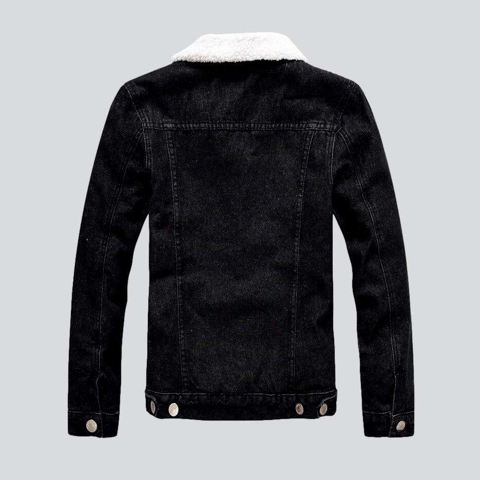 Black winter men denim jacket