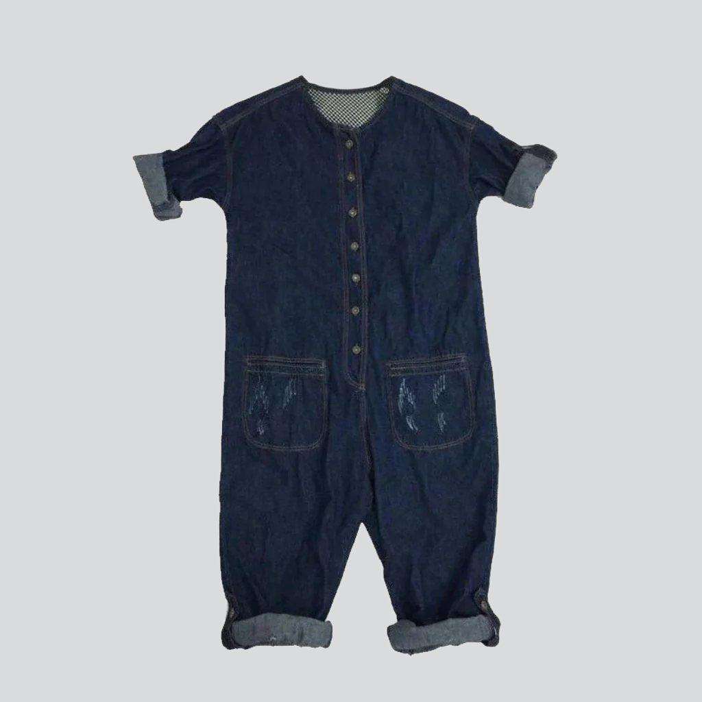 Dark wash baggy denim overall