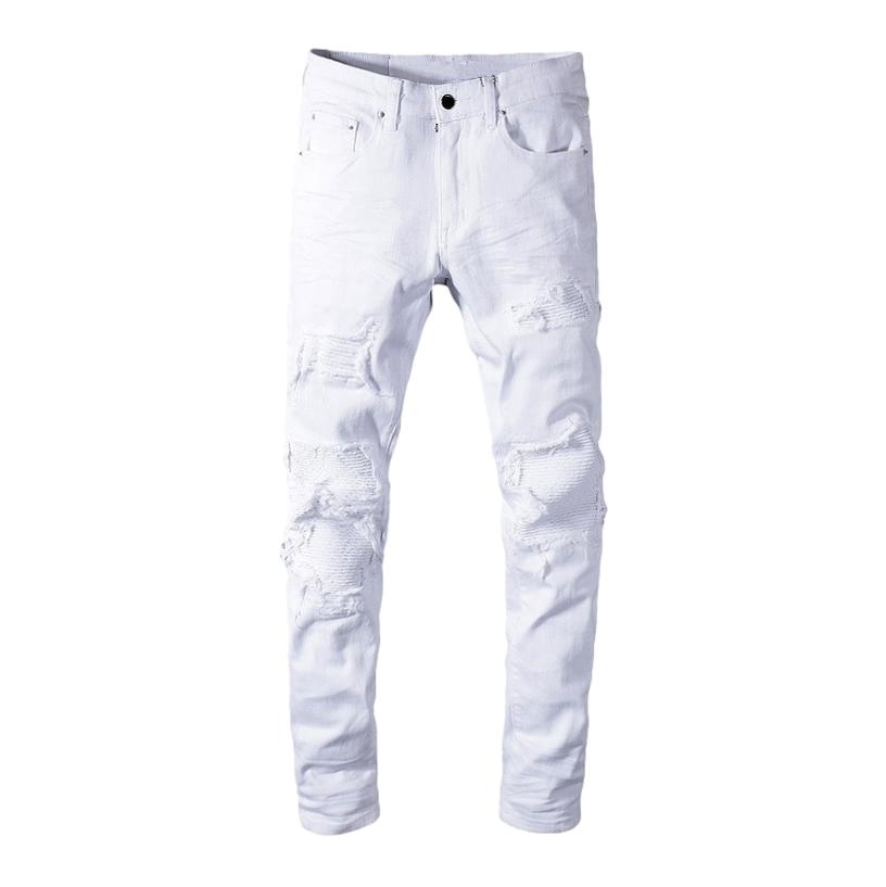 Vaqueros biker blancos para hombre