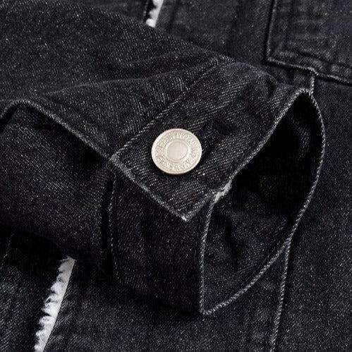 Black winter men denim jacket