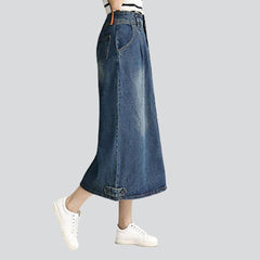 Retro women long denim skirt