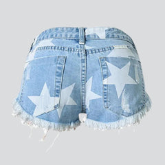 Distressed-Jeansshorts mit Sternenmuster