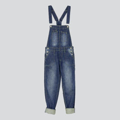 Medium wash women denim jumpsuit