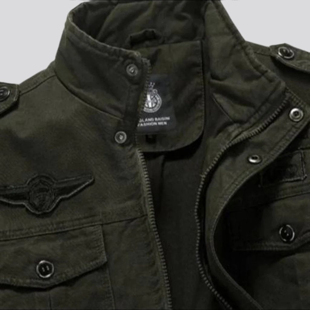 Bomber-Jeansjacke mit Patches für Herren