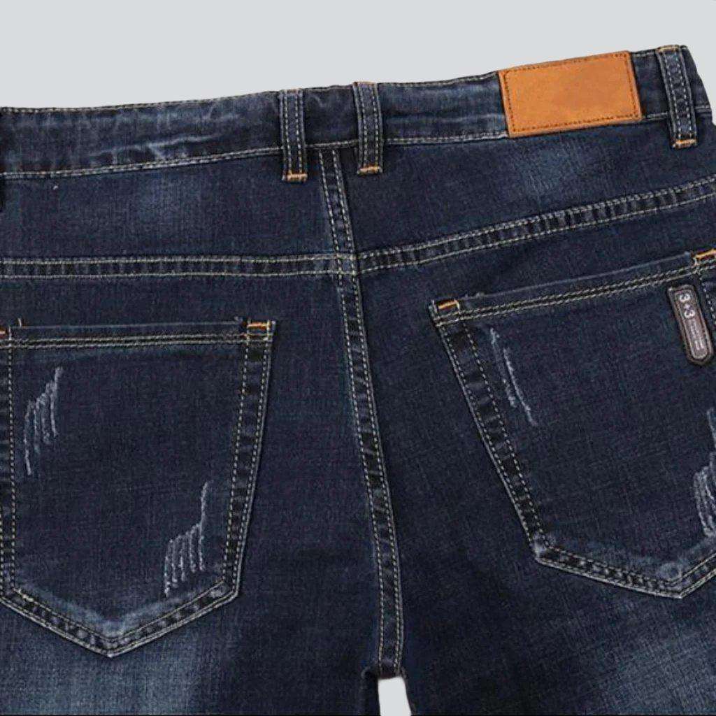 Dark wash sanded men jeans