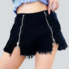 Shorts vaqueros desgastados con cremalleras